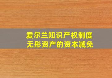 爱尔兰知识产权制度 无形资产的资本减免